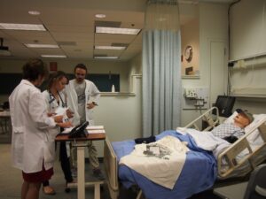 Students in the nursing simulation lab.
